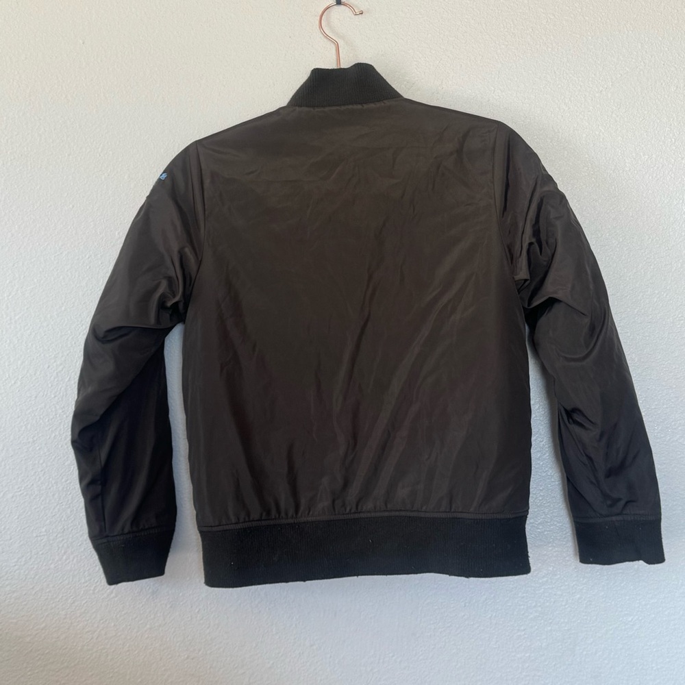 Rothschild Brown Green Bomber Jacket Youth embroidered floral M 10 12 $72 - Picture 3 of 10